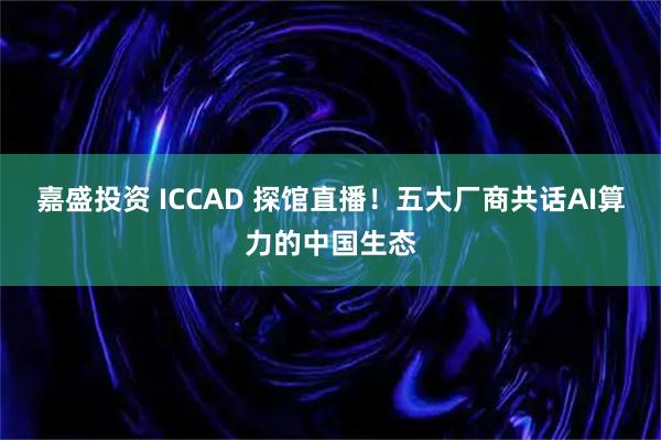嘉盛投资 ICCAD 探馆直播！五大厂商共话AI算力的中国生态